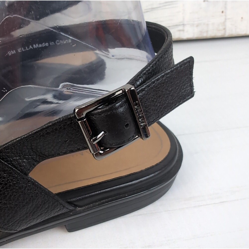 Vionic Ella Toe Loop Sandal Black Leather Women’s 9M Arch Support Comfort Shoes - Picture 4 of 13